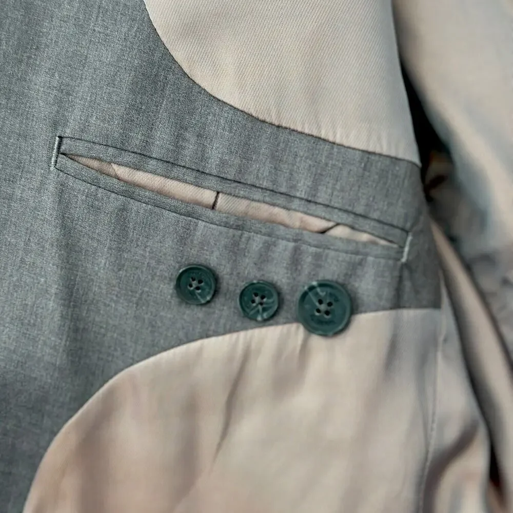 Hockerty Grey Bespoke Custom 2 Button Notched Lapel Blazer Jacket Mens 46‎